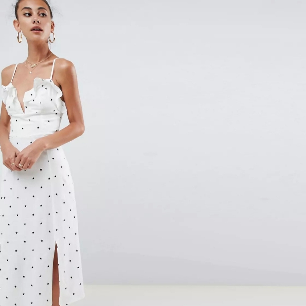 Asos Design Tall Star Print V Front Midi Sundress - image 1